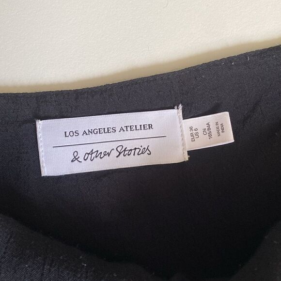 & Other Stories Black Toucan Tropical Mini Dress Size 6 - Picture 7 of 16